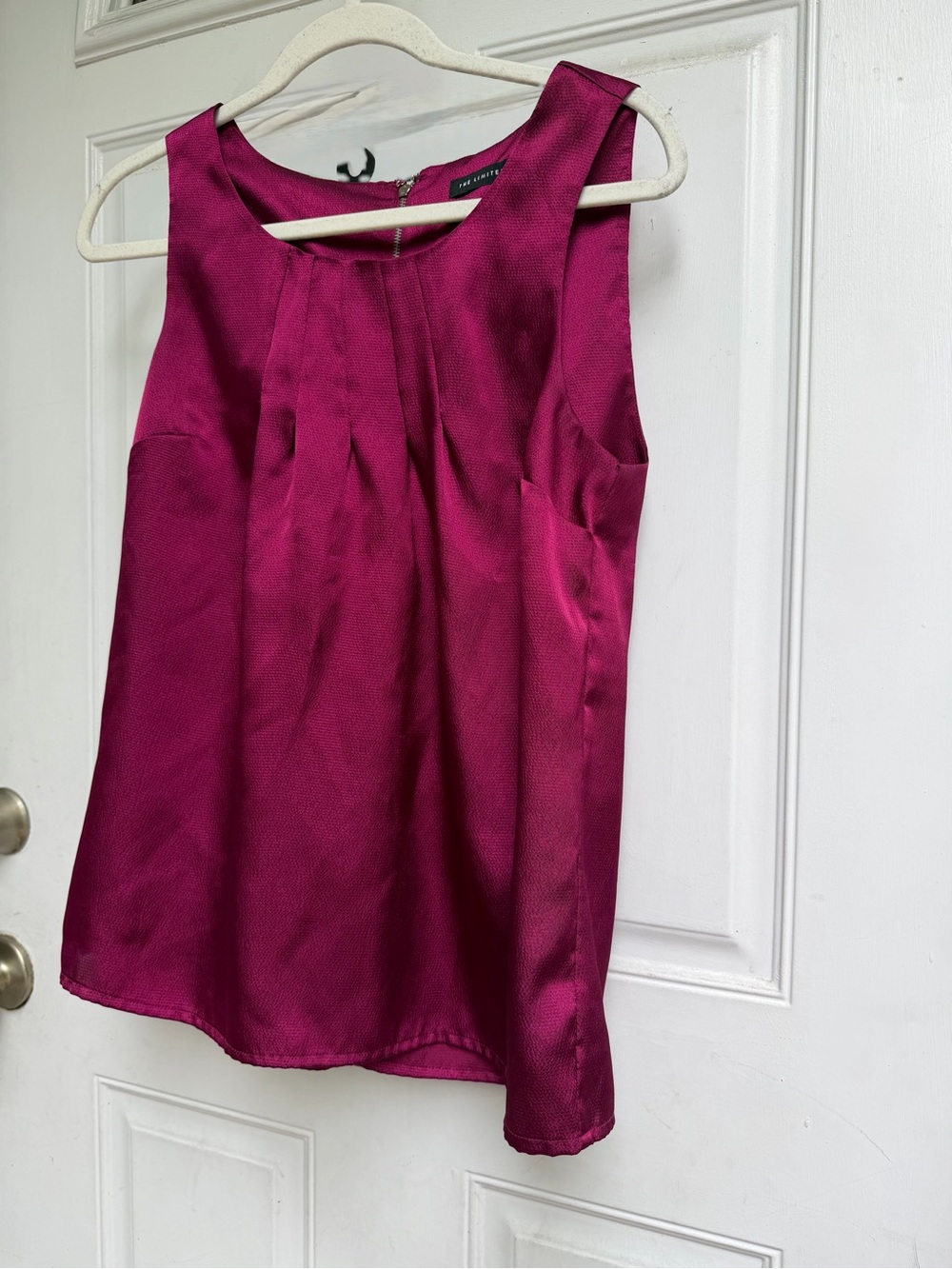 The Limited Satin Sleeveless Shell in Berry Pink